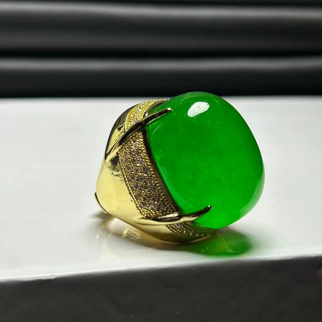 AAA Real Natural Inlay Ice Green Burmese Jade Jadeite pigeon egg Amulet Rings
AAA Real Natural Inlay Ice Green Burmese Jade Jadeite pigeon egg Amulet Rings