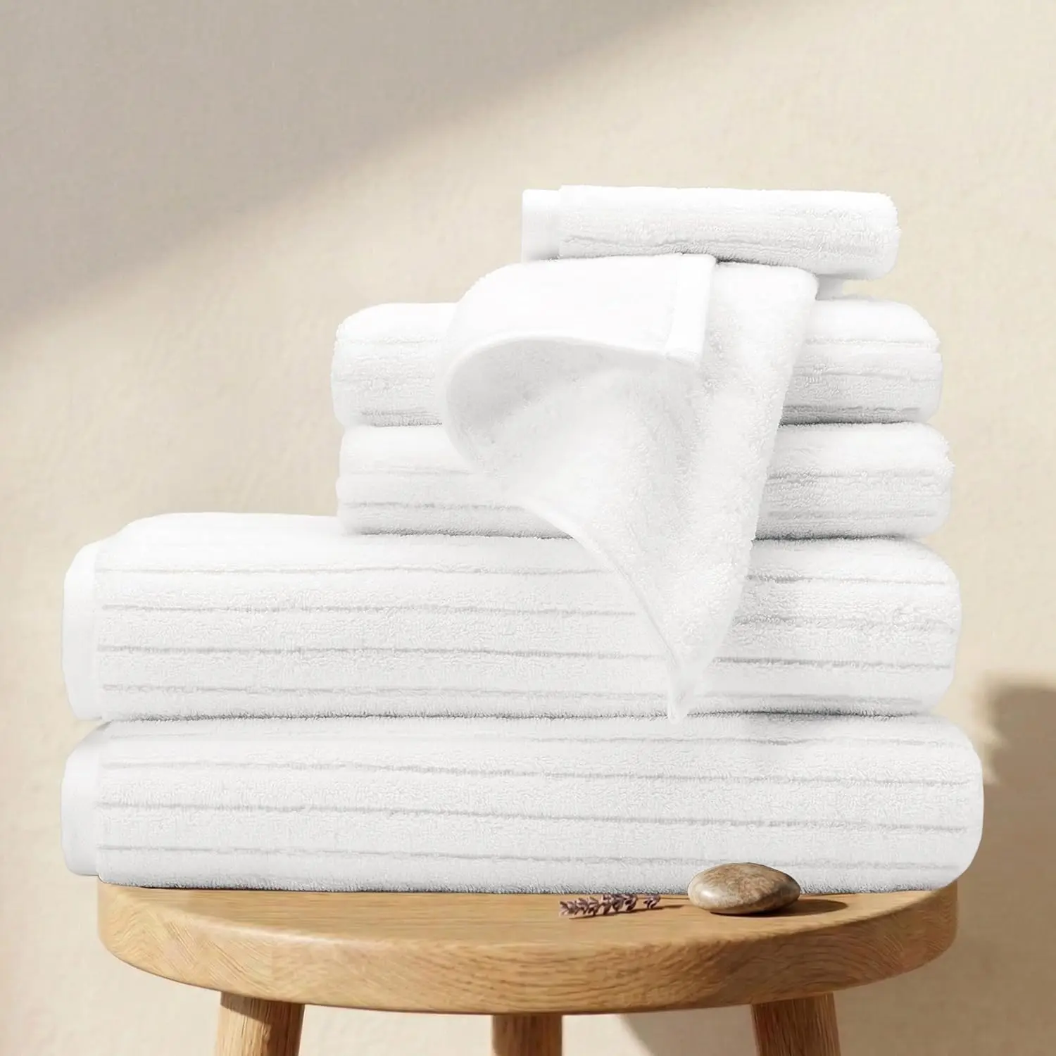 6-Piece Organic Cotton Ribbed Towel Set - 700 GSM, 2 Bath Towels, 2 Hand Towels, 2 Washcloths, White
6-Piece Organic Cotton Ribbed Towel Set - 700 GSM, 2 Bath Towels, 2 Hand Towels, 2 Washcloths, White