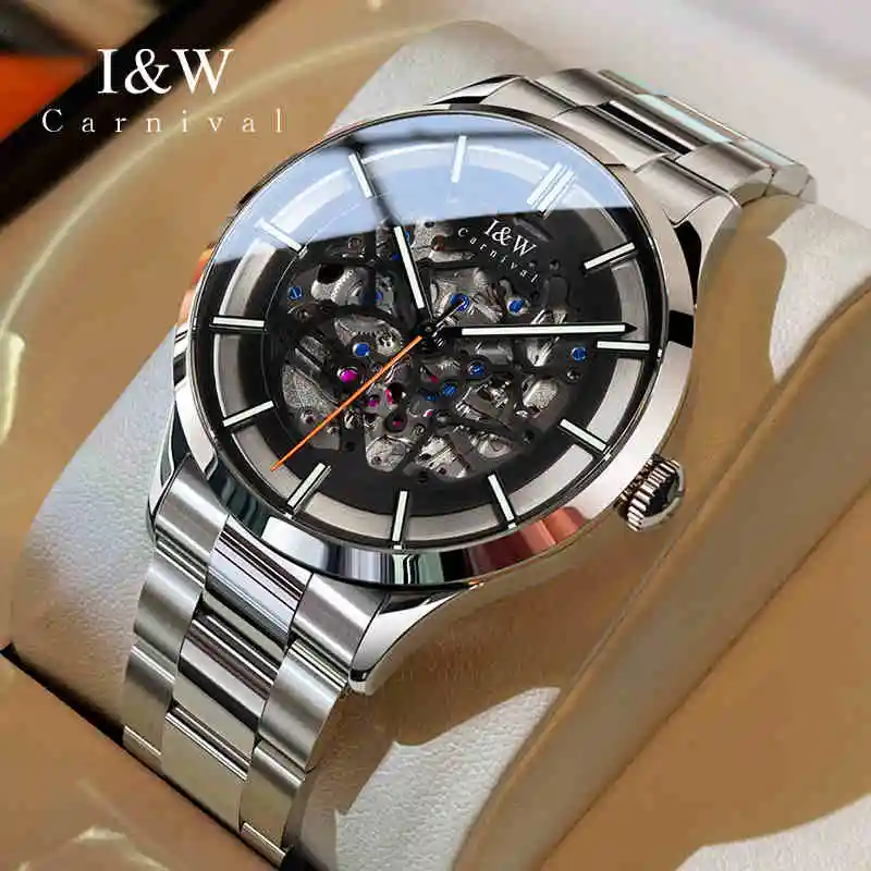 Carnival Brand High-End IW Series Luxury Skeleton Mechanical Watch for Men Stainless Steel Waterproof Automatic Watches Mens
Carnival Brand High-End IW Series Luxury Skeleton Mechanical Watch for Men Stainless Steel Waterproof Automatic Watches Mens