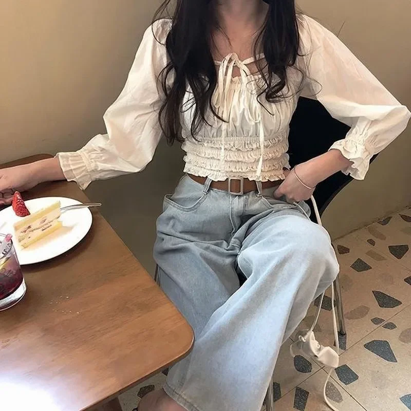 Shirts Women Summer Lace Up Square Collar Vintage Retro Ruched Sweet Tender Elasticity French Style Ulzzang Short Tops Lady Chic
Shirts Women Summer Lace Up Square Collar Vintage Retro Ruched Sweet Tender Elasticity French Style Ulzzang Short Tops Lady Chic
