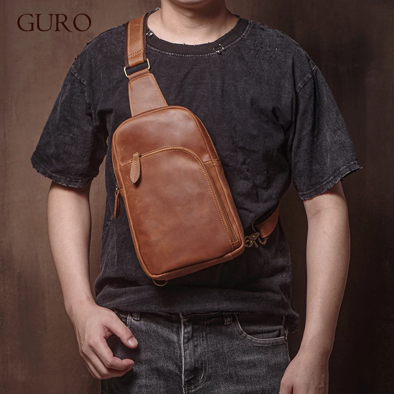 GURO Men's Genuine Leather Chest Bag Vintage Trend Shoulder Bag Travel Sports Sling Bags High Quality Deluxe Cowhide Crossbody
GURO Men's Genuine Leather Chest Bag Vintage Trend Shoulder Bag Travel Sports Sling Bags High Quality Deluxe Cowhide Crossbody