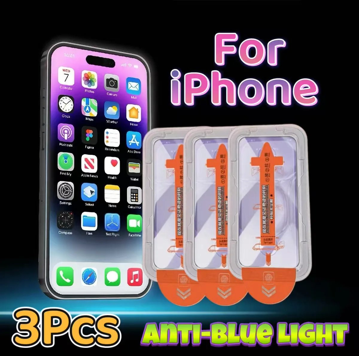 3-Pack 9H Anti-Blue Light Screen Protector, Bubble & Dust Free, Easy to Install for iPhone Series
3-Pack 9H Anti-Blue Light Screen Protector, Bubble & Dust Free, Easy to Install for iPhone Series