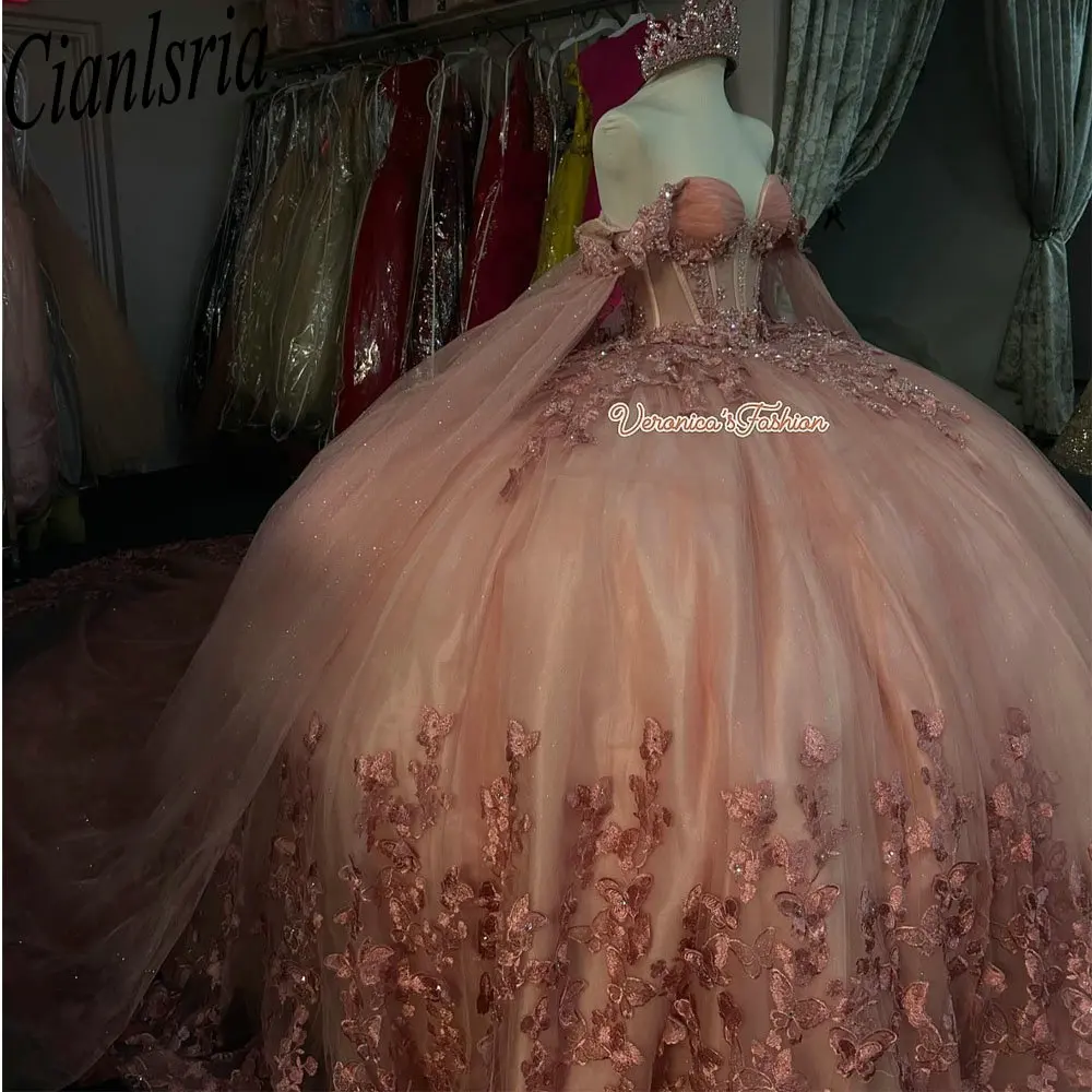 Coral Off The Shoulder Beading Crystal Ball Gown Quinceanera Dresses With Cape Appliques Lace Sweet 16 Vestido De 15 Anos
Coral Off The Shoulder Beading Crystal Ball Gown Quinceanera Dresses With Cape Appliques Lace Sweet 16 Vestido De 15 Anos