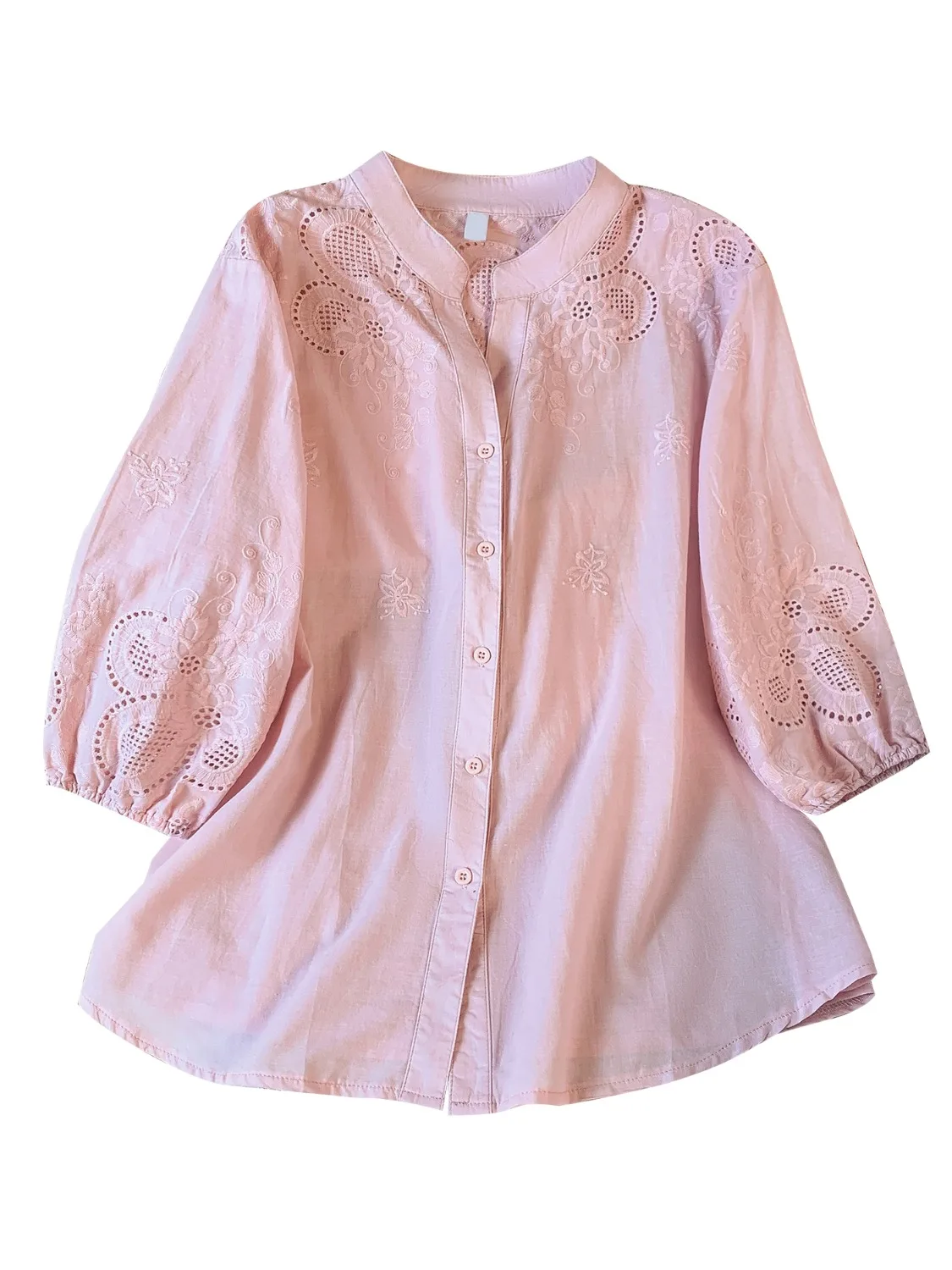 Pure Color Cotton Linen Hollow Embroidery irt Women's ort Sve Summer Slimming Thin Top Large Size Casual irt
Pure Color Cotton Linen Hollow Embroidery irt Women's ort Sve Summer Slimming Thin Top Large Size Casual irt