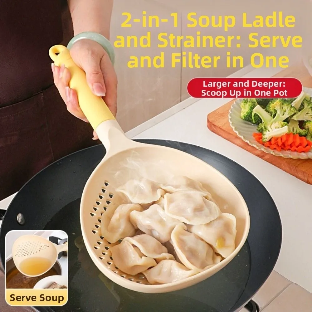 2in1 Soup Ladle & Colander Big Size Non Stick Vegetable Strainer Efficient Draining Long Handle Noodle Pasta Colander Dumplings
2in1 Soup Ladle & Colander Big Size Non Stick Vegetable Strainer Efficient Draining Long Handle Noodle Pasta Colander Dumplings