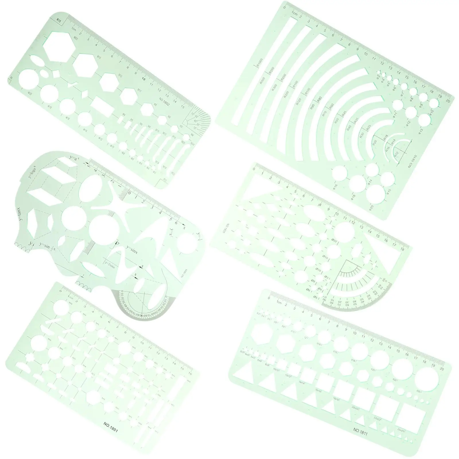 6 Pieces Drawing Template Set Ruler Architecture Stencil Geometric Templates Engineering Drafting Tool Transparent Green Plastic
6 Pieces Drawing Template Set Ruler Architecture Stencil Geometric Templates Engineering Drafting Tool Transparent Green Plastic