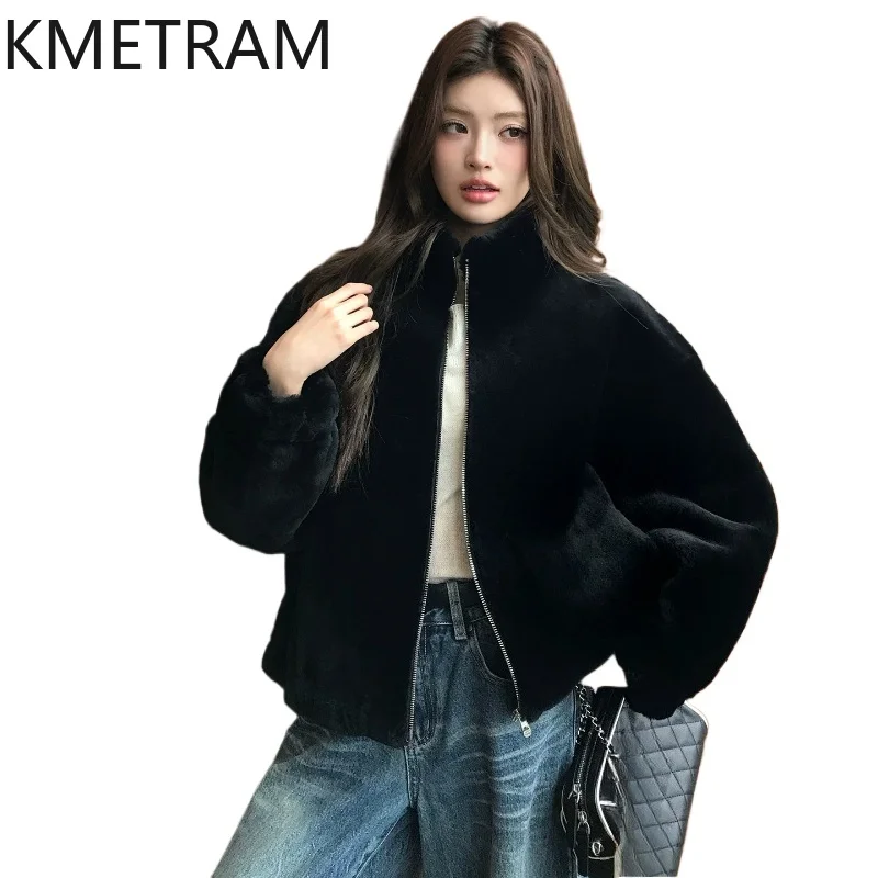 KMETRAM 100% Merino Sheepskin with Wool Attached Jacket Women Stand Collar Short Real Fur Coat Woman Clothing Winter 58cm 2026
KMETRAM 100% Merino Sheepskin with Wool Attached Jacket Women Stand Collar Short Real Fur Coat Woman Clothing Winter 58cm 2026