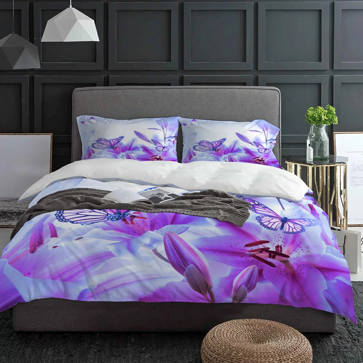 Purple Butterfly Lily Flower Bedding Set 3pcs Duvet Cover Pillowcase Kids Adult Quilt Cover Double Bed Set Home Textile
Purple Butterfly Lily Flower Bedding Set 3pcs Duvet Cover Pillowcase Kids Adult Quilt Cover Double Bed Set Home Textile