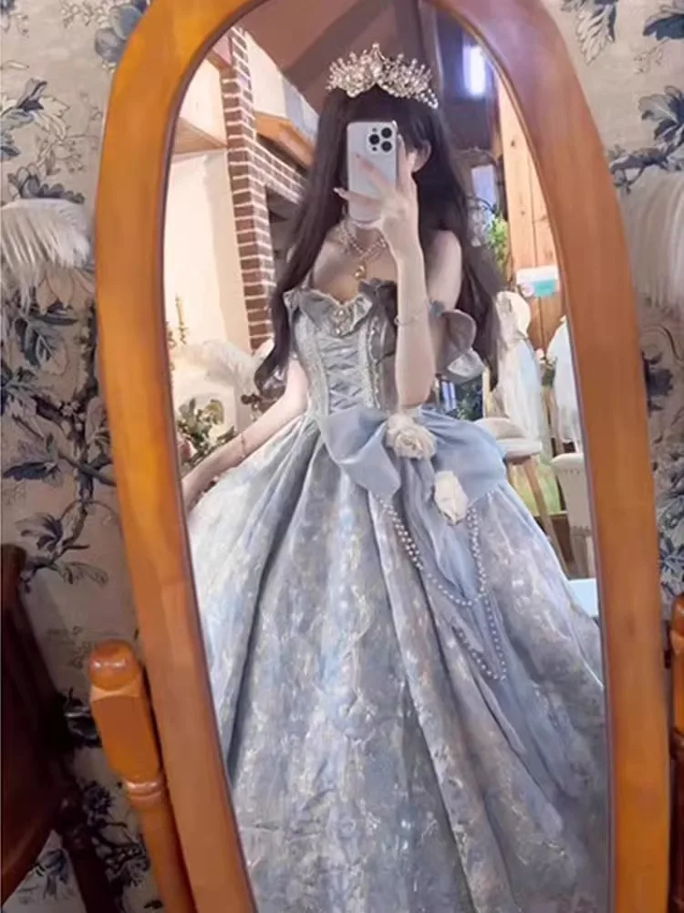 Ele Blue Lolita Evening Gown aduation Dr for Women Student Adult Ceremony Princ Skirt Luxury Unique Long Tail Skirt
Ele Blue Lolita Evening Gown aduation Dr for Women Student Adult Ceremony Princ Skirt Luxury Unique Long Tail Skirt