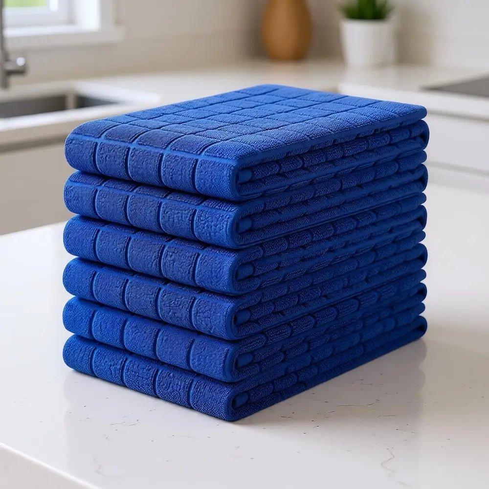 Large 16x28 Natural Cotton Dish Towels, 390 GSM Absorbent Kitchen Towels with Loop, Navy Blue, 6-Pack
Large 16x28 Natural Cotton Dish Towels, 390 GSM Absorbent Kitchen Towels with Loop, Navy Blue, 6-Pack