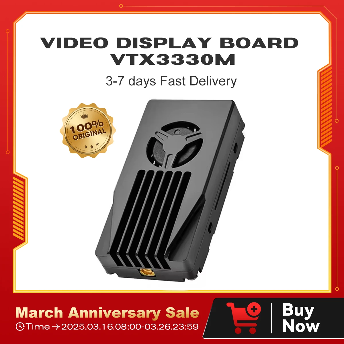 Video Display Board VTX3330M 3.3Ghz /3W 19g 16 Channels with strong anti-interference ability and stable transmission
Video Display Board VTX3330M 3.3Ghz /3W 19g 16 Channels with strong anti-interference ability and stable transmission