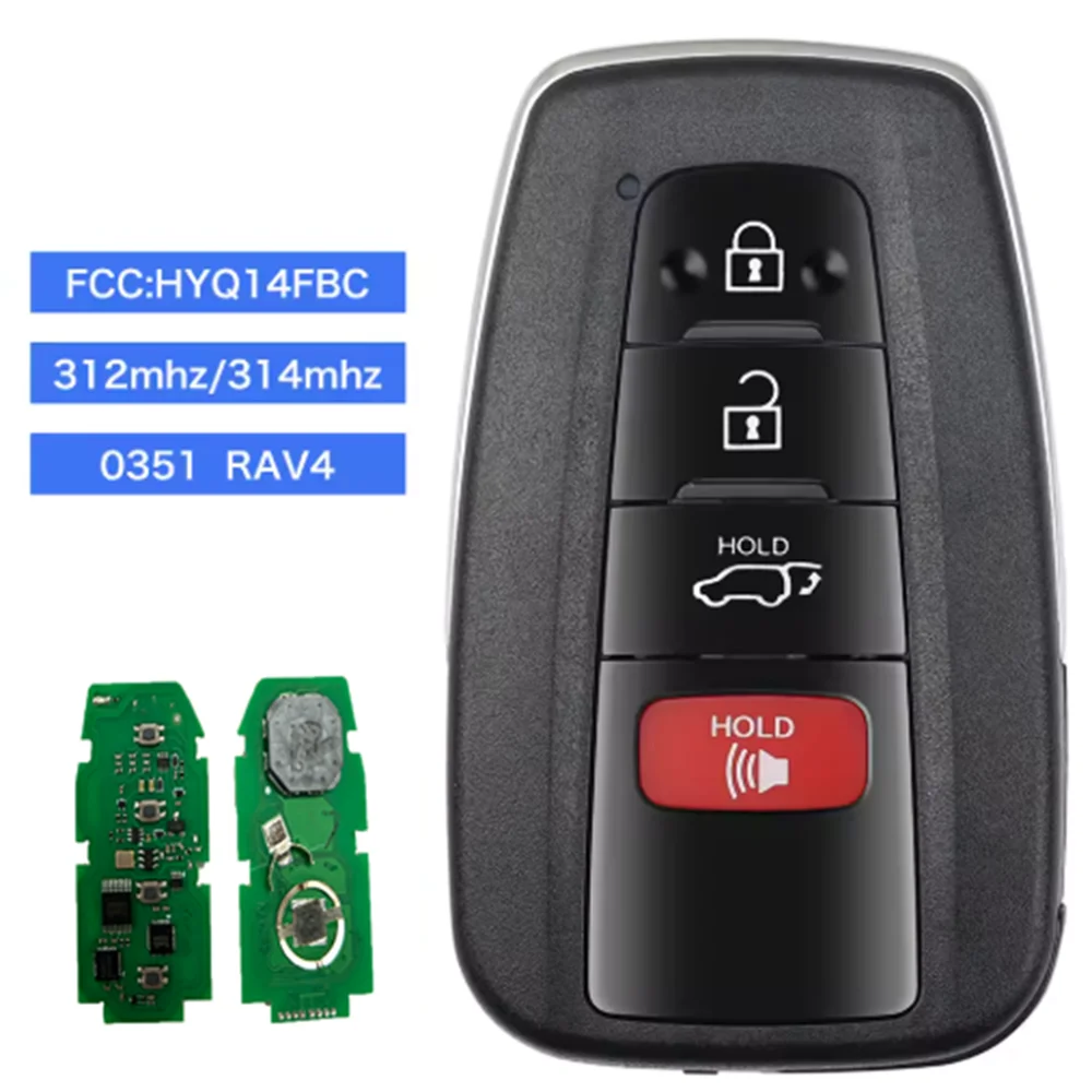 FCC ID: HYQ14FBC, 3/4 кнопки, 314 МГц для Toyota RAV4 2019 2020 2021, плата умного дистанционного брелока: 231451-0351, 8990H-0R030
FCC ID: HYQ14FBC, 3/4 кнопки, 314 МГц для Toyota RAV4 2019 2020 2021, плата умного дистанционного брелока: 231451-0351, 8990H-0R030