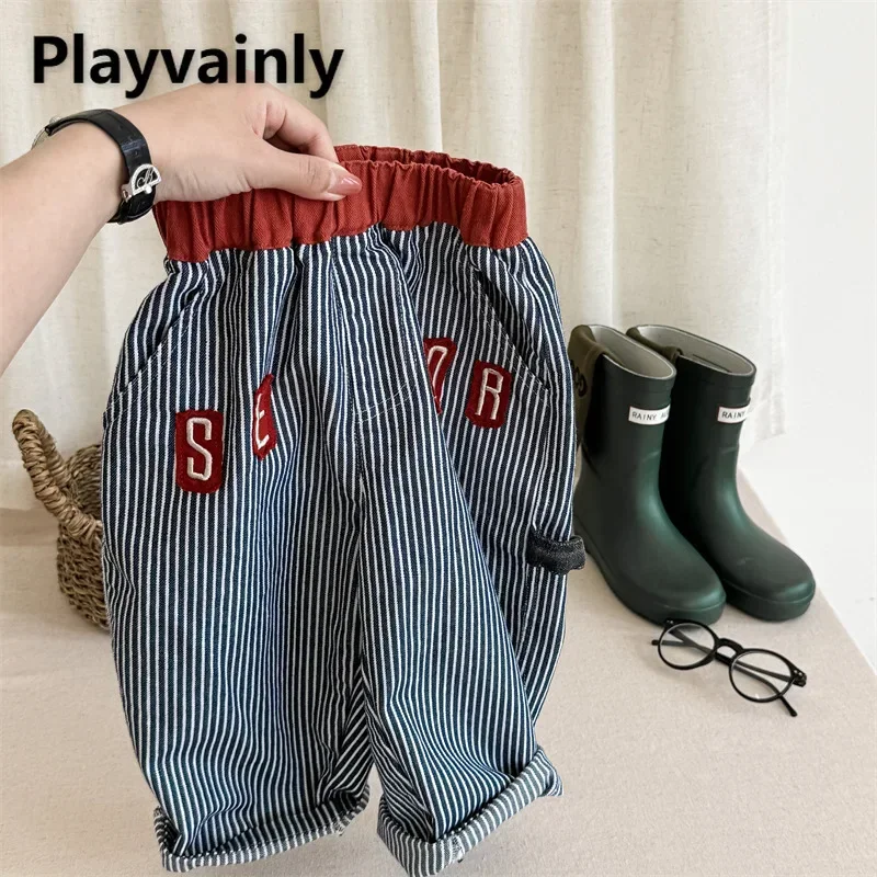 New Autumn Child Vertical Stripes Jogger Pants Letter Embroidery Elastic Waist Loose Trousers Boys and Girls Casual Pants A5507
New Autumn Child Vertical Stripes Jogger Pants Letter Embroidery Elastic Waist Loose Trousers Boys and Girls Casual Pants A5507