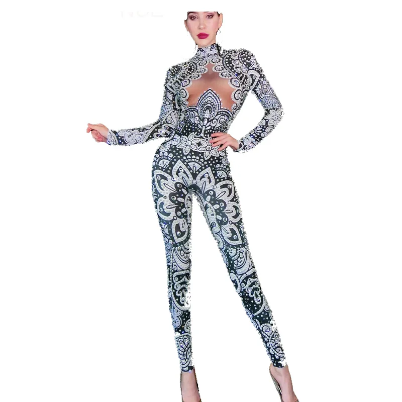 Rhinestone Women Sexy Gray Silver long Sleeves Jumpsuit Stretch Performance Birthday Party Nightlcub Outfit
Rhinestone Women Sexy Gray Silver long Sleeves Jumpsuit Stretch Performance Birthday Party Nightlcub Outfit