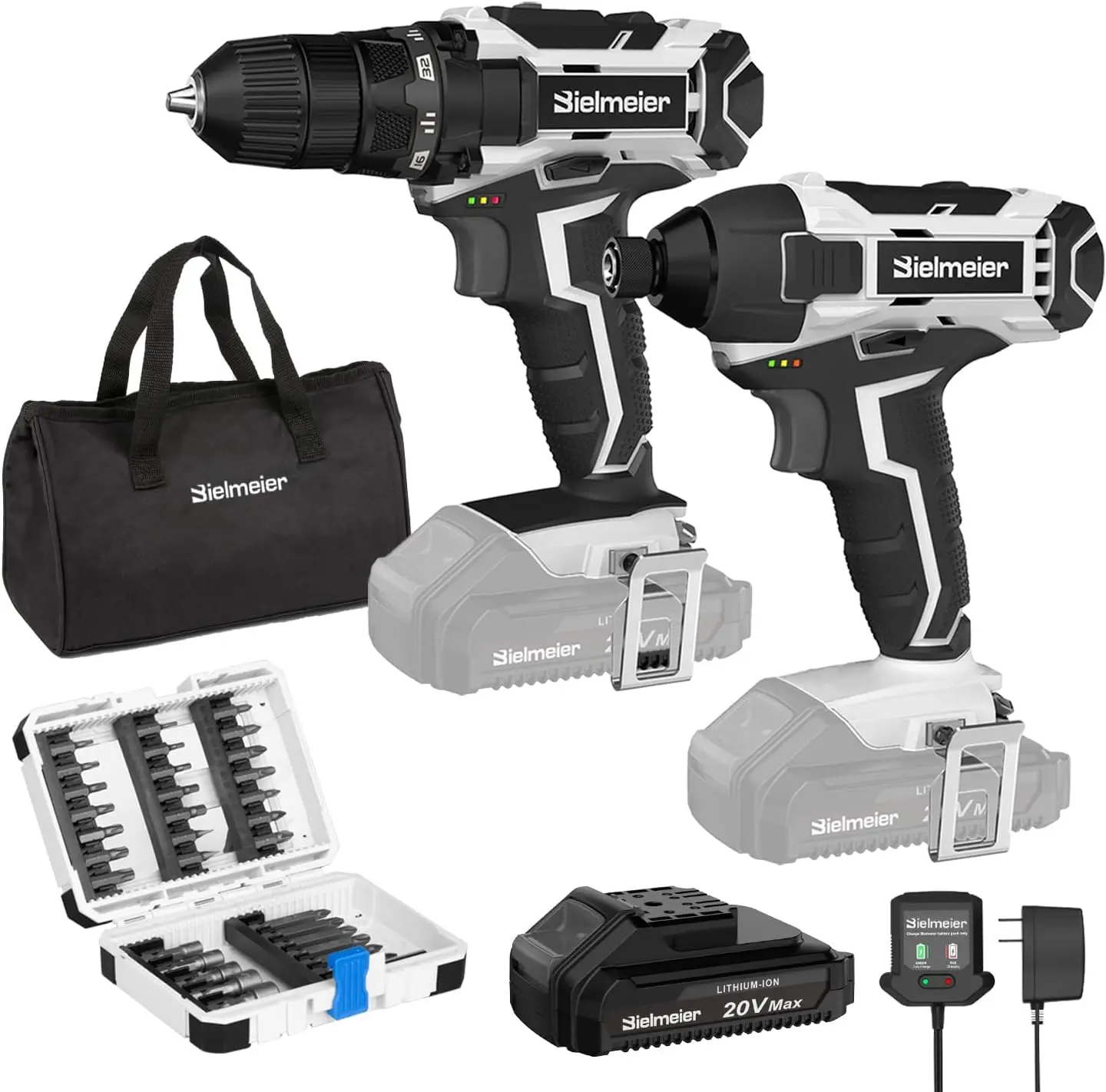 20V Cordless Drill Sets Combo Kit,3/8” Drill and 1/4” Impact Driver Set Perfect for Home Repair,with LED Light,33-Piece Drill Bi
20V Cordless Drill Sets Combo Kit,3/8” Drill and 1/4” Impact Driver Set Perfect for Home Repair,with LED Light,33-Piece Drill Bi