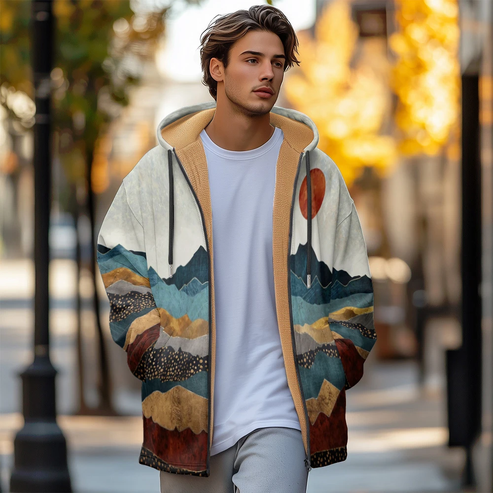 Man winter clothing, New in Down Coats, Mountain landscape graffiti design cotton-padded jacket clothing, feather pocket zipper
Man winter clothing, New in Down Coats, Mountain landscape graffiti design cotton-padded jacket clothing, feather pocket zipper