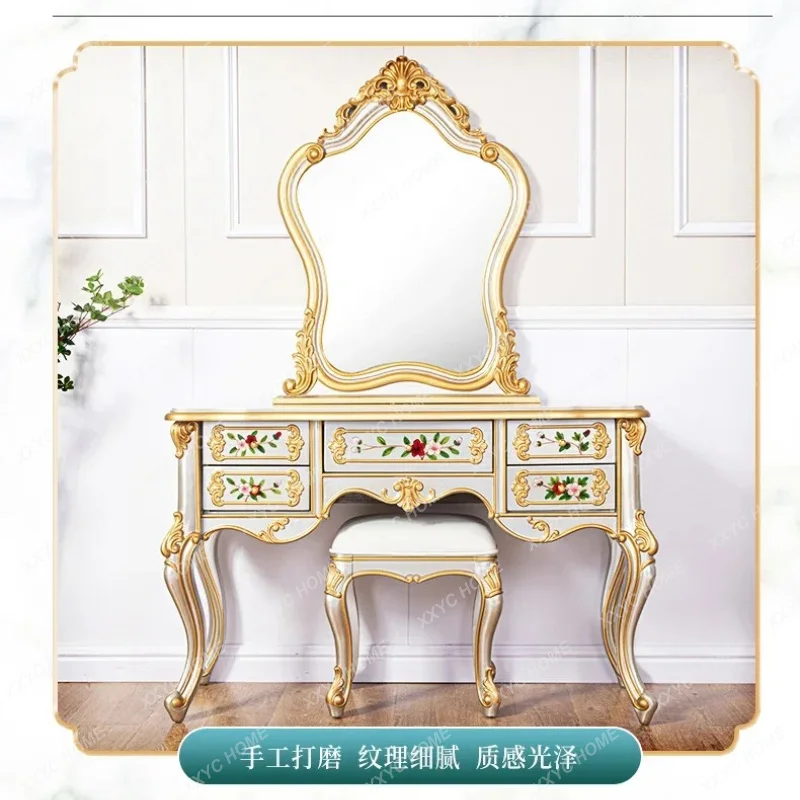 Y yj -Style Carved Painted Paint Luxury High-End Bedroom Dressing Table with Mirror Dresser
Y yj -Style Carved Painted Paint Luxury High-End Bedroom Dressing Table with Mirror Dresser