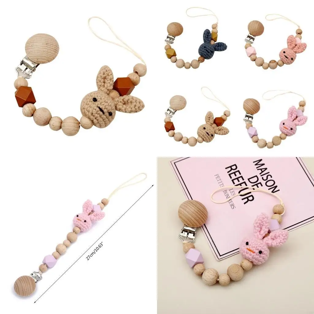 54DF Baby Pacifier Clip Nursing Soother Holder Wooden Beads Crochet Rabbit Teether Chain Clip DIY Dummy Nipple Holder Leash
54DF Baby Pacifier Clip Nursing Soother Holder Wooden Beads Crochet Rabbit Teether Chain Clip DIY Dummy Nipple Holder Leash