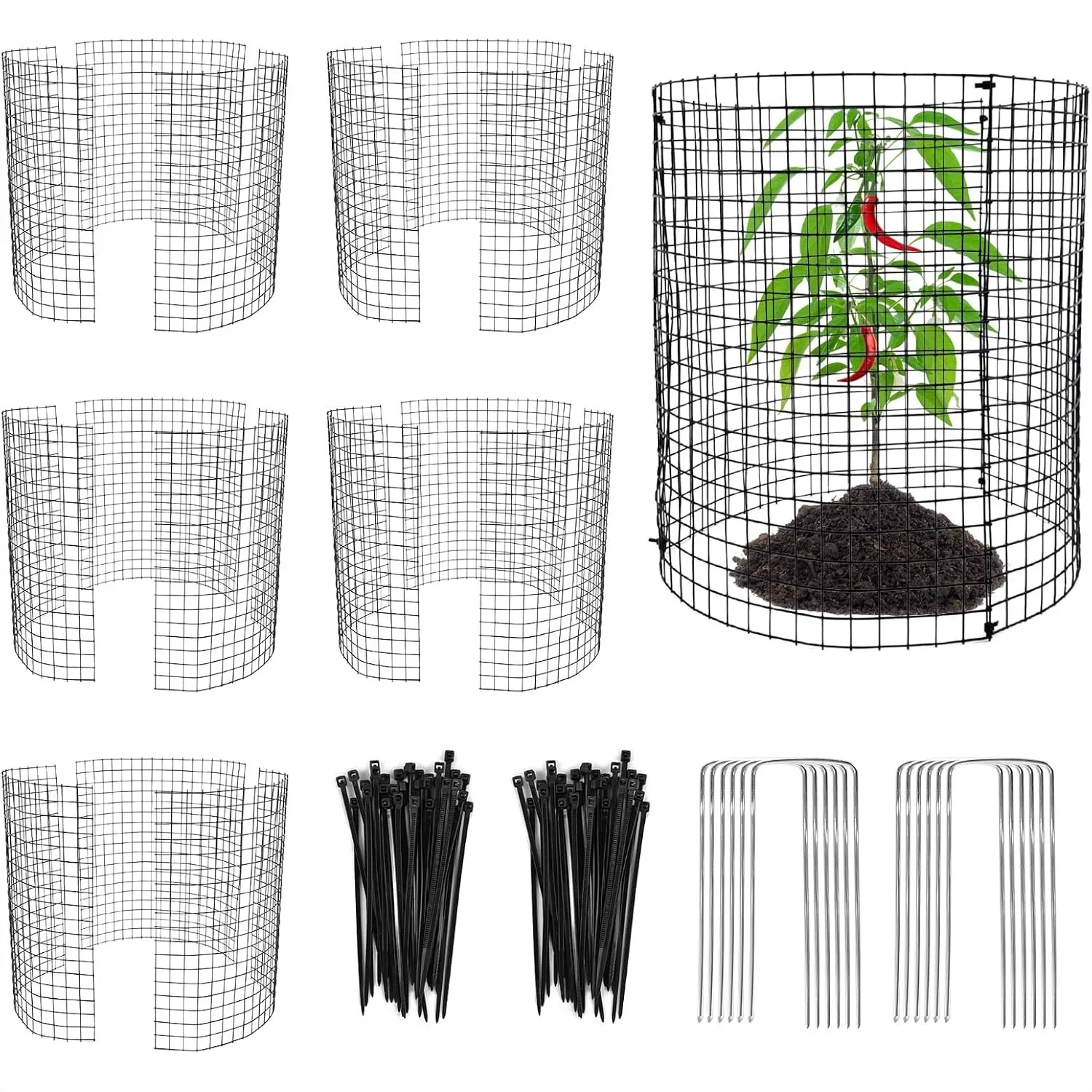 18 Pcs Round Plant Protector From Animals 12x12 Inch Metal Plant Cages With Stakes And Straps For Garden
18 Pcs Round Plant Protector From Animals 12x12 Inch Metal Plant Cages With Stakes And Straps For Garden
