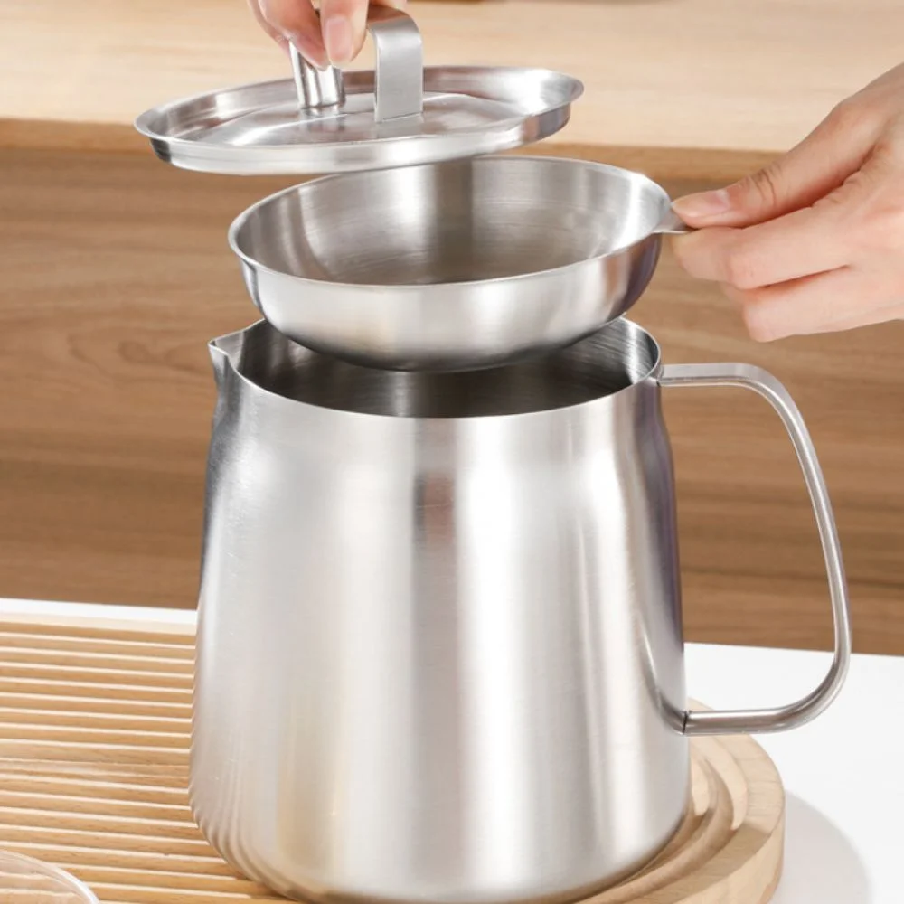 Кастрюля с масляным фильтром из нержавеющей стали 1,5/2 л, герметичная с корзиной для жарки, кастрюля для жарки, большая емкость, резервуар для картофеля фри