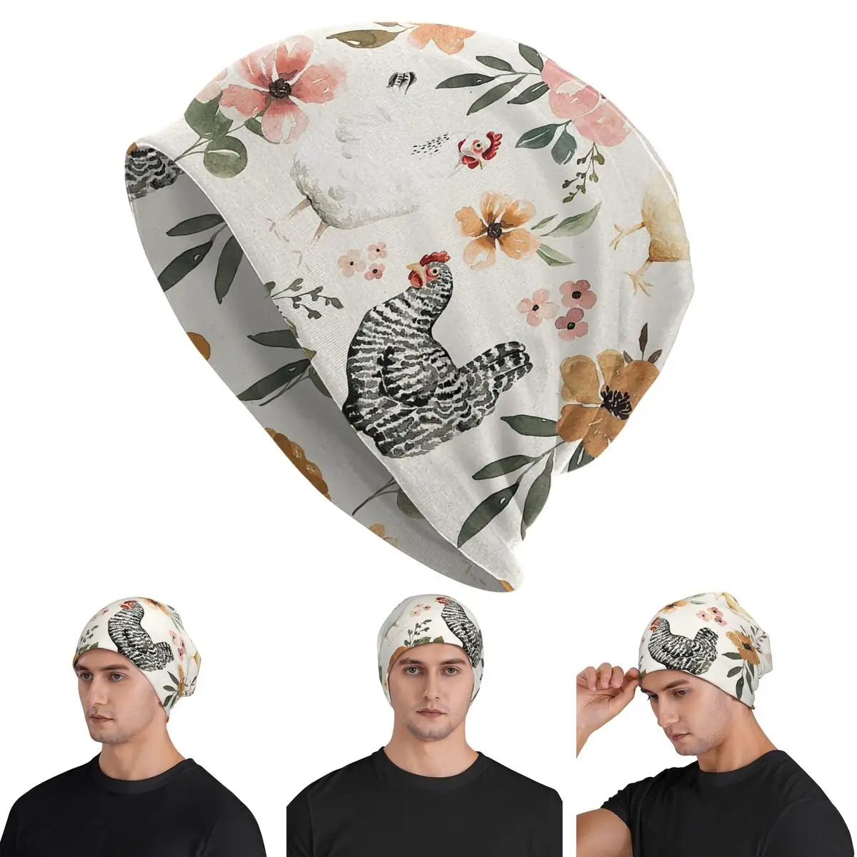 Watercolor Chicken Floral, Charlotte Floral Collection Skullies Beanies Hats Warm Autumn Cap Knitted Bonnet Caps for Men Women 
Watercolor Chicken Floral, Charlotte Floral Collection Skullies Beanies Hats Warm Autumn Cap Knitted Bonnet Caps for Men Women