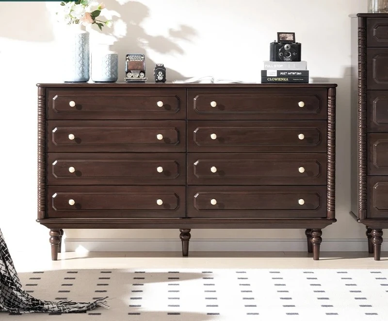 French light luxury full log antique eight-bucket cabinet drawer storage black walnut all solid wood
French light luxury full log antique eight-bucket cabinet drawer storage black walnut all solid wood