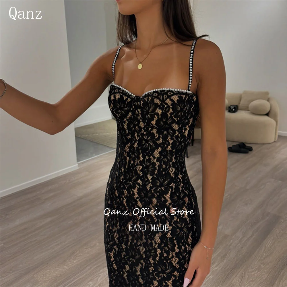 Qanz Exquisite Lace Prom Dresses Black Appliques Mermaid Sweetheart Evening Dress Spaghetti Strapsvestido Festa Customized
Qanz Exquisite Lace Prom Dresses Black Appliques Mermaid Sweetheart Evening Dress Spaghetti Strapsvestido Festa Customized