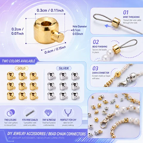 Coppers Round Crimp End Bead, Brass Crimp Beads for Jewelry Making Supplies, 3x4mm Lampwork Beads End Caps