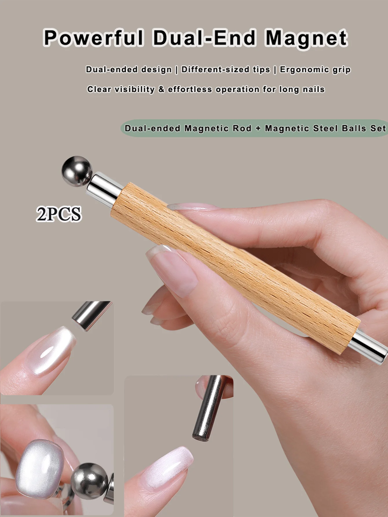 2-In-1 Magnetic Nail Art Stick - Wooden Handle Cat Eye Roller, Suitable For Nail And Foot Care, Professional Salon And DIY Manicure Tool, Nail Design Accessory With Strong Magnet
2-In-1 Magnetic Nail Art Stick - Wooden Handle Cat Eye Roller, Suitable For Nail And Foot Care, Professional Salon And DIY Manicure Tool, Nail Design Accessory With Strong Magnet