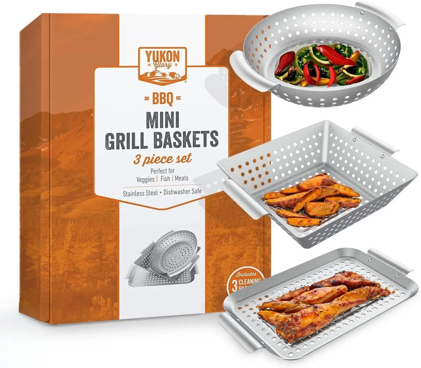 3-Piece Mini Grill Basket Set, Perforated Stainless Steel Vegetable BBQ Baskets With Grill Pan Topper, Square & Round, D
3-Piece Mini Grill Basket Set, Perforated Stainless Steel Vegetable BBQ Baskets With Grill Pan Topper, Square & Round, D