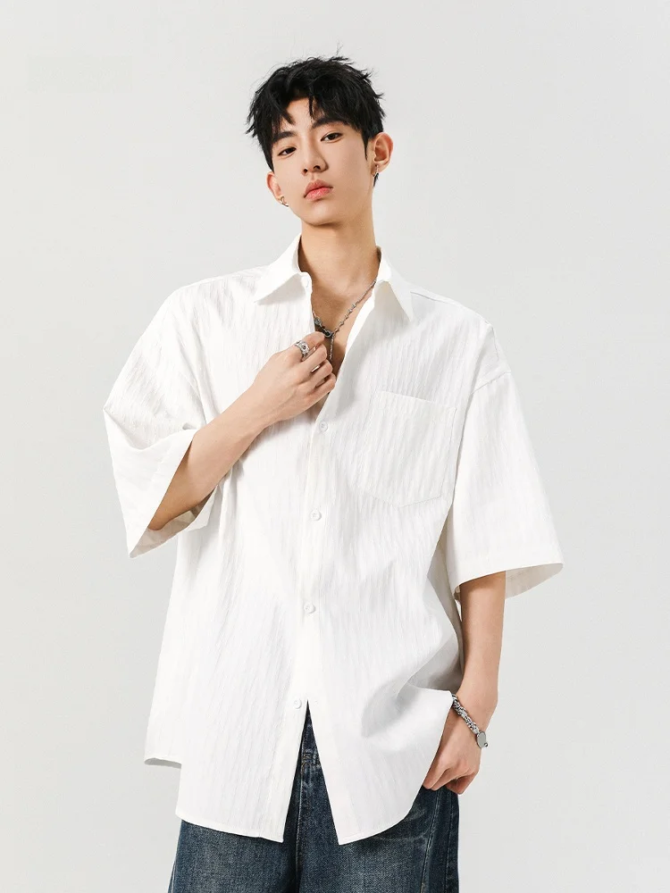 American Texture Stripe White Shirt Men's High-End Short Sleeve Summer Outerwear CleanFit Holiday Casual Loose Polyester Fiber
American Texture Stripe White Shirt Men's High-End Short Sleeve Summer Outerwear CleanFit Holiday Casual Loose Polyester Fiber