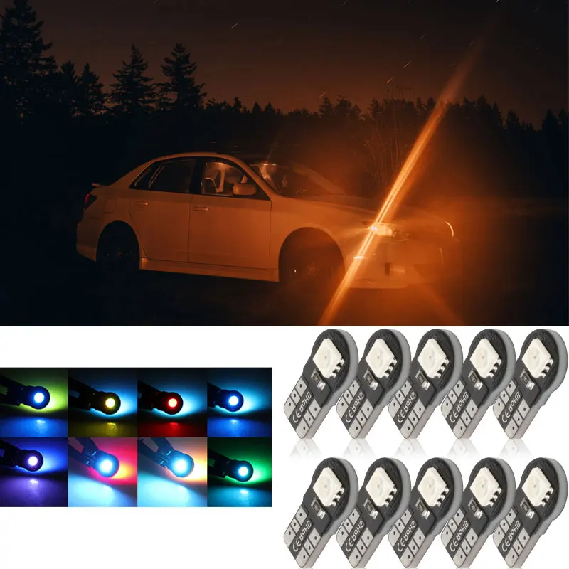 10PCS W5W T10 LED RGB Bulbs Canbus LED Car Interior Map Dome Parking Car Signal Lamp 194 168 Reading Wedge Clearance lights
10PCS W5W T10 LED RGB Bulbs Canbus LED Car Interior Map Dome Parking Car Signal Lamp 194 168 Reading Wedge Clearance lights