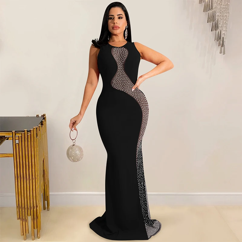 2024 Summer Nightclub Style Sexy Hot Diamond Mesh Perspective Sleeveless Backless High Waist Wrapped Hip Long Dress Dress
2024 Summer Nightclub Style Sexy Hot Diamond Mesh Perspective Sleeveless Backless High Waist Wrapped Hip Long Dress Dress