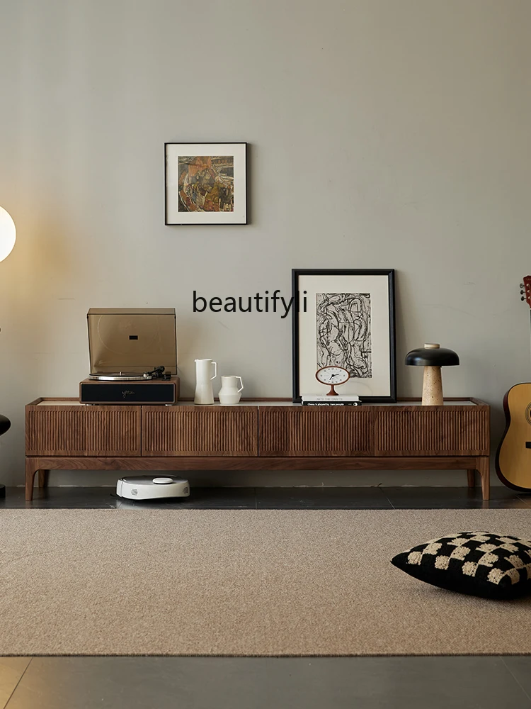 Black walnut TV cabinet Solid wood slate audio-visual cabinet Living room Modern simple small apartment storage locker
Black walnut TV cabinet Solid wood slate audio-visual cabinet Living room Modern simple small apartment storage locker