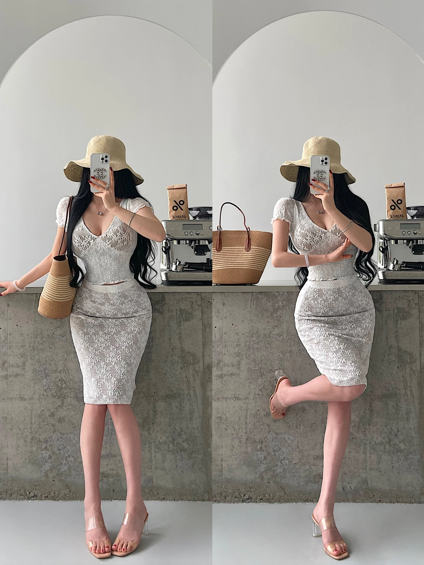 Young Girl Day Pure Desire Sexy Lace V-neck Wood Grain Short Sleeve T-shirt High Waist Halter Skirt Set Women's Fashion
Young Girl Day Pure Desire Sexy Lace V-neck Wood Grain Short Sleeve T-shirt High Waist Halter Skirt Set Women's Fashion
