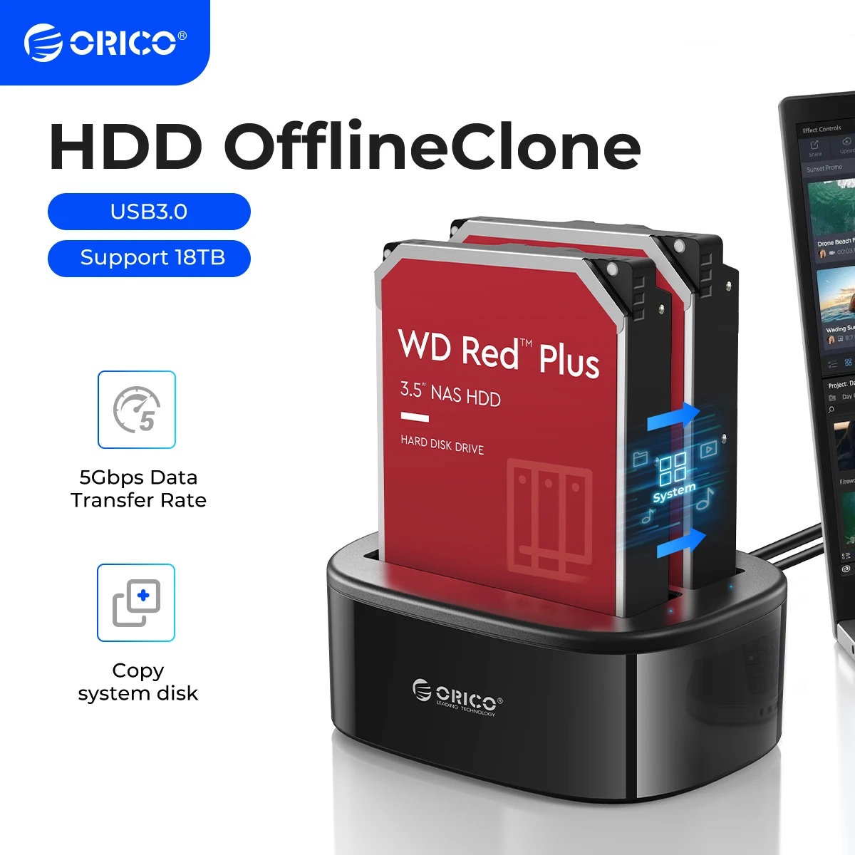 ORICO Dual Bay HDD Docking Station with Offline Clone, SATA to USB 3.0, 2.5, 3.5 ''SSD Enclosure
ORICO Dual Bay HDD Docking Station with Offline Clone, SATA to USB 3.0, 2.5, 3.5 ''SSD Enclosure
