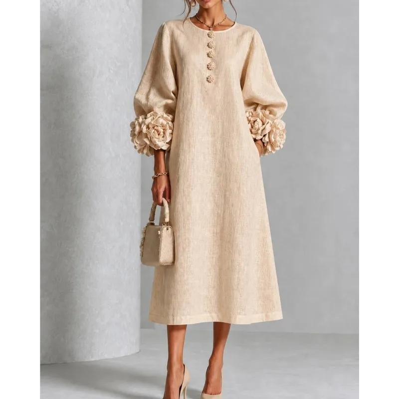 Elegant Flower Patchwork Design Long Sleeved Dress Woman's Autumn Fashion Solid O-neck Loose A-line Dresses Lady Office Vestidos
Elegant Flower Patchwork Design Long Sleeved Dress Woman's Autumn Fashion Solid O-neck Loose A-line Dresses Lady Office Vestidos