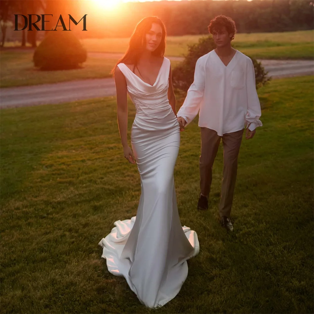 DREAM V-Neck Mermaid Pleat Wedding Dress Women Open Back Spaghetti Straps Sweep Train Bridal Gown Vestidos De Noiva Customized
DREAM V-Neck Mermaid Pleat Wedding Dress Women Open Back Spaghetti Straps Sweep Train Bridal Gown Vestidos De Noiva Customized