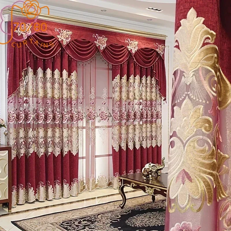 European Style Curtains for Living Dining Room Bedroom Light Luxury Snowy Embroidered Curtains Red Curtain Valance Curtain Tulle
European Style Curtains for Living Dining Room Bedroom Light Luxury Snowy Embroidered Curtains Red Curtain Valance Curtain Tulle