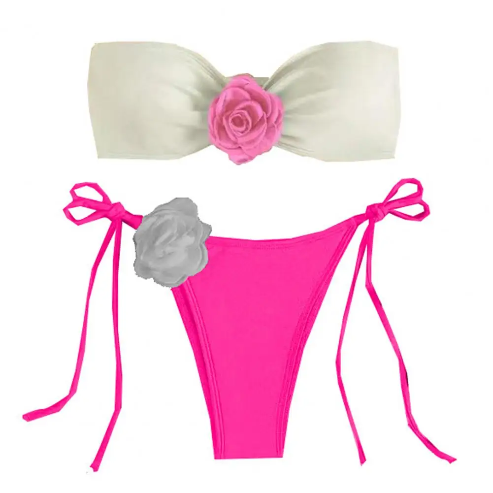 Off Shoulder Lace-up Bikini Set with Fake Flower Decor Color Matching Patchwork Wireless for Women Beachwear
Off Shoulder Lace-up Bikini Set with Fake Flower Decor Color Matching Patchwork Wireless for Women Beachwear
