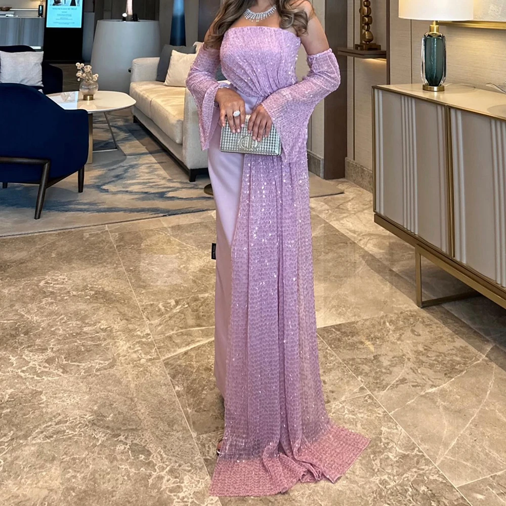 Customized Elegant Sequined Strapless Ankle Length Back Slit Vestidos Para Mujer Straight Satin Long Sleeves Vestidos
Customized Elegant Sequined Strapless Ankle Length Back Slit Vestidos Para Mujer Straight Satin Long Sleeves Vestidos