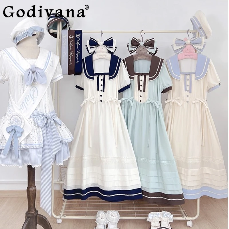 Japanese Women's Sweet Lolita Long Sleeve Dress OP College Style Student Y2K JK Navy Collar Dress Sweet Cute Princess Dress
Japanese Women's Sweet Lolita Long Sleeve Dress OP College Style Student Y2K JK Navy Collar Dress Sweet Cute Princess Dress