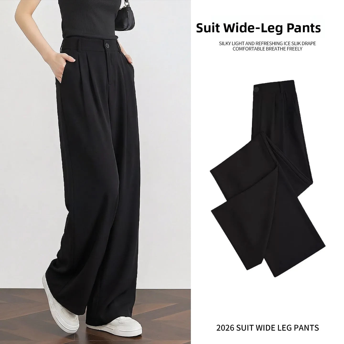 Black Wide Leg High Waist Suit Pants Women's Lazy Style Spring Autumn Loose Fitting Trousers Elegant Commute Fashion
Black Wide Leg High Waist Suit Pants Women's Lazy Style Spring Autumn Loose Fitting Trousers Elegant Commute Fashion