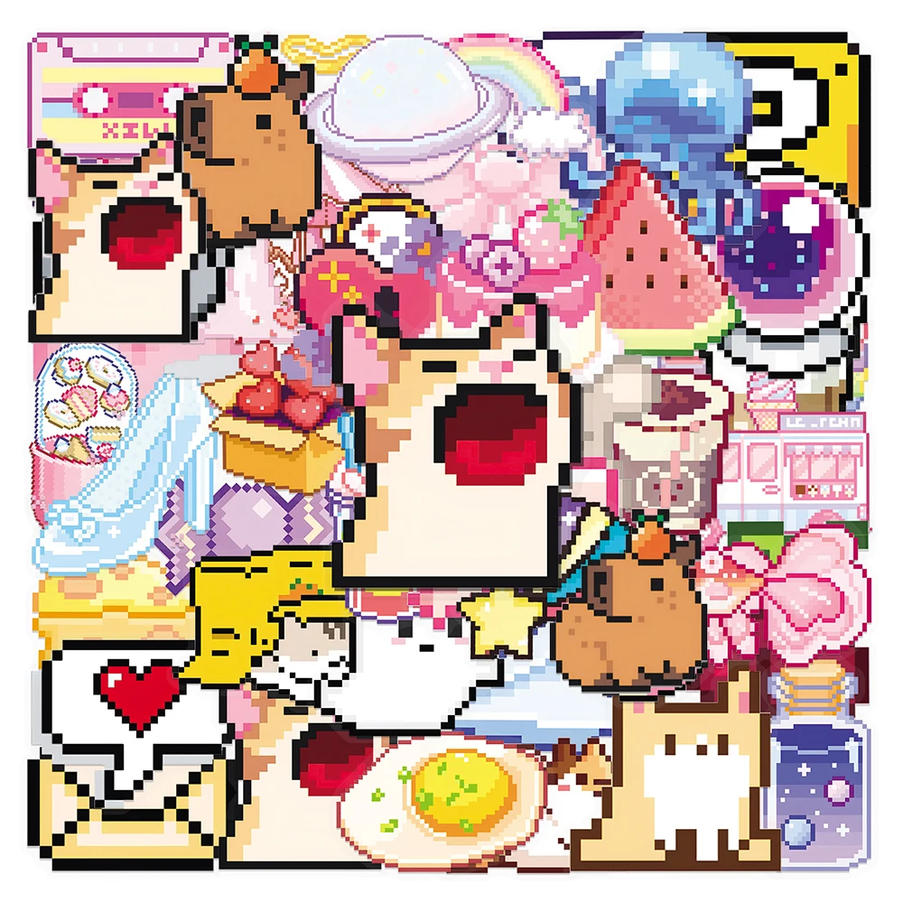 10/30/50pcs Transparent Cute Pixel Style Cartoon Graffiti Stickers Aesthetic Decal for Kid Toy DIY Laptop Notebook Funny Sticker
10/30/50pcs Transparent Cute Pixel Style Cartoon Graffiti Stickers Aesthetic Decal for Kid Toy DIY Laptop Notebook Funny Sticker
