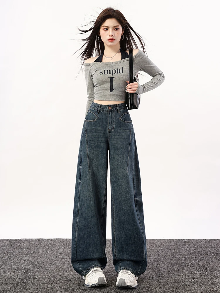 Retro American High Waist Wide Leg Jeans Women's Spring New Slimming Design Sensation Floor-Length Pants Casual Style
Retro American High Waist Wide Leg Jeans Women's Spring New Slimming Design Sensation Floor-Length Pants Casual Style