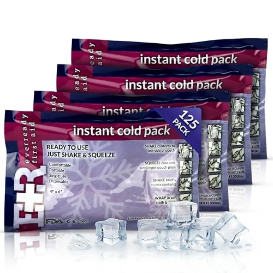 Ever Ready First Aid Disposable Cold Compress Therapy Instant Ice Pack for Injuries 4.5" x 7" - 125 Pack
Ever Ready First Aid Disposable Cold Compress Therapy Instant Ice Pack for Injuries 4.5" x 7" - 125 Pack