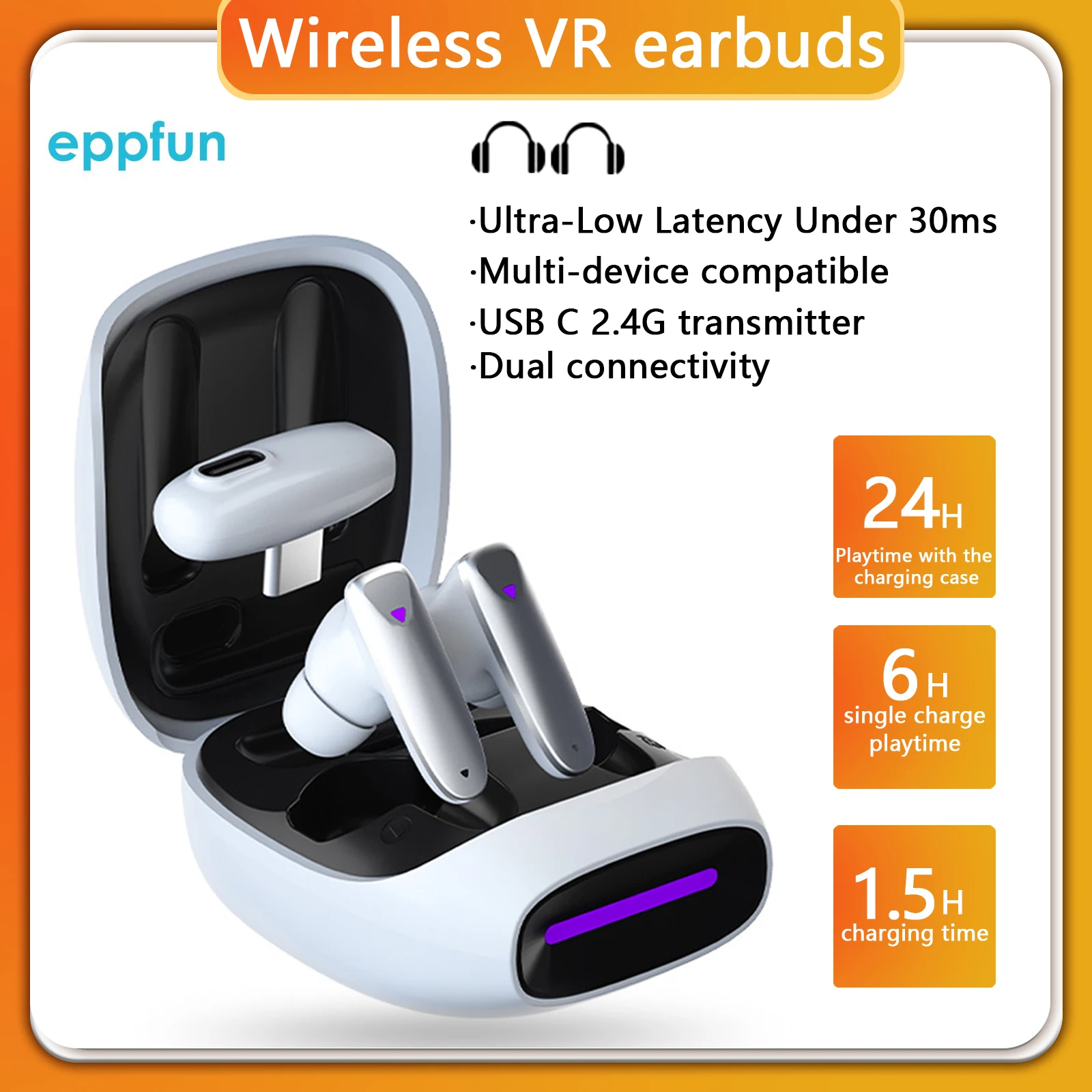 eppfun VR P10 Wireless Bluetooth LE Audio Gaming Earphone 30ms Low Latency Earbud Dongle for Meta, Oculus ,Quest 2,PS5,Switch
eppfun VR P10 Wireless Bluetooth LE Audio Gaming Earphone 30ms Low Latency Earbud Dongle for Meta, Oculus ,Quest 2,PS5,Switch
