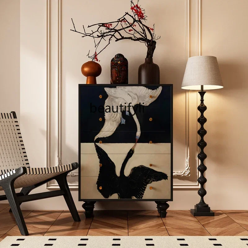 Great discounts French solid wood chest, swan painted aisle decorative cabinet, living room retro storage cabinet for home use
Great discounts French solid wood chest, swan painted aisle decorative cabinet, living room retro storage cabinet for home use