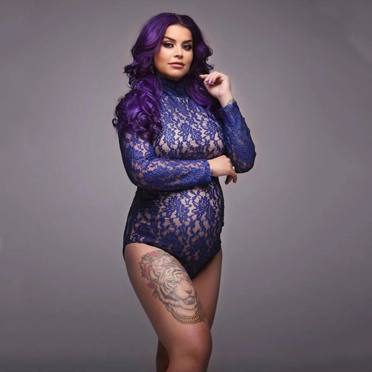 High Neck Maternity Lace Bodysuit For Photo Shoot Long Sleeve Pregnancy Photography Wear
High Neck Maternity Lace Bodysuit For Photo Shoot Long Sleeve Pregnancy Photography Wear
