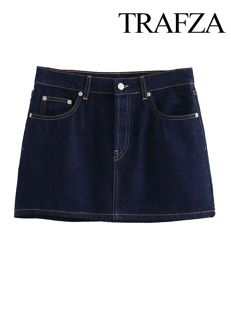 TRAFZA Women Summer Fashion Mini A-line Skirts Zipper Denim High Waist Pockets Decoration Female Casual Short Jean Skirts Mujer
TRAFZA Women Summer Fashion Mini A-line Skirts Zipper Denim High Waist Pockets Decoration Female Casual Short Jean Skirts Mujer